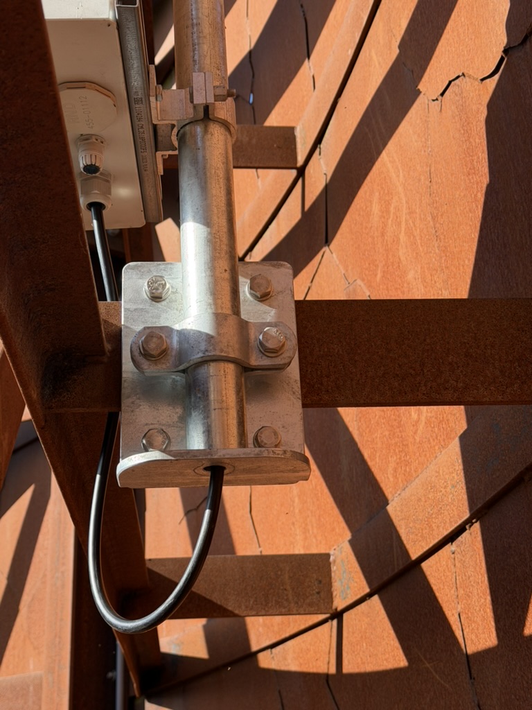 Close-up of gateway mounting bracket